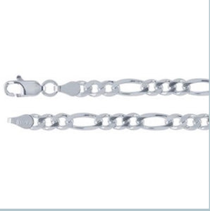 Sterling Silver 4.5mm Diamond-Cut Figaro Chain